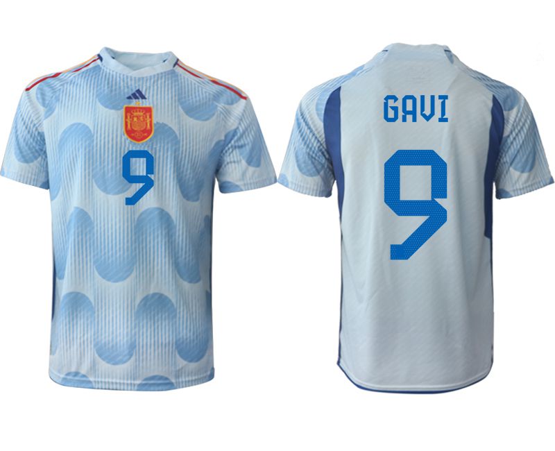 Men 2022 World Cup National Team Spain away aaa version blue #9 Soccer Jerseys->->Soccer Country Jersey